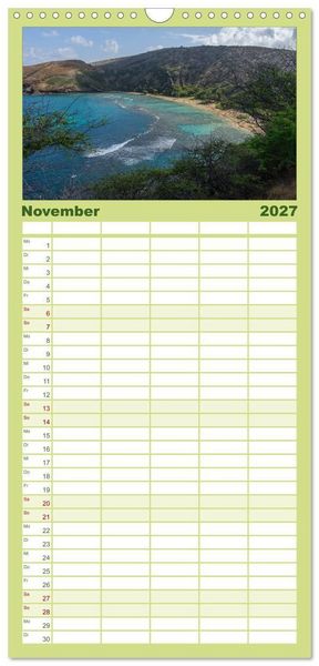 Produktbild: Familienplaner 2027 - Hawaii - Oahu - Maui mit 5 Spalten (Wandkalender, 21 x 45 cm) CALVENDO
