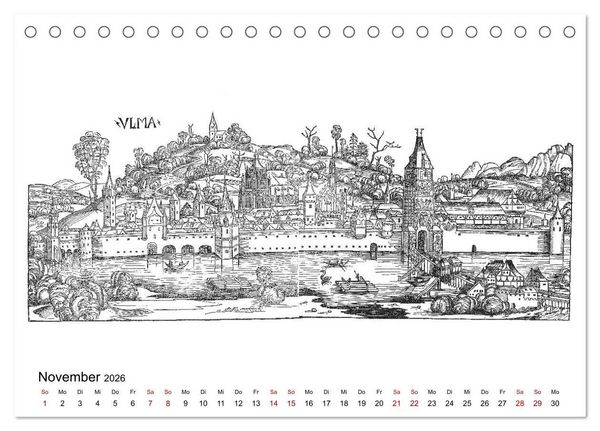 Produktbild: Schedelsche Weltchronik Deutsche St&auml;dte 1493 (Tischkalender 2026 DIN A5 quer), CALVENDO Monatskalender