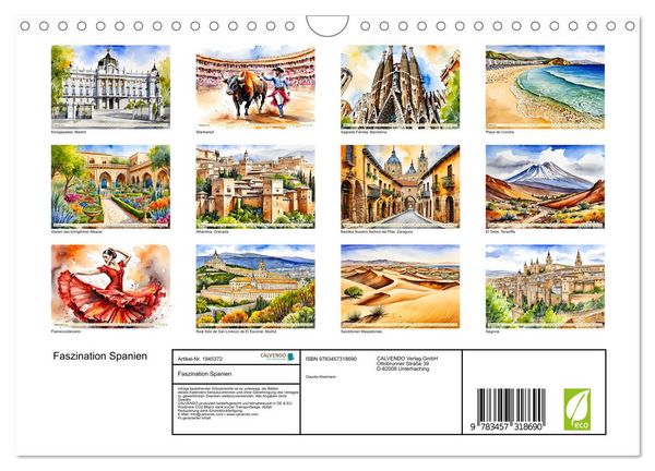 Produktbild: Faszination Spanien (Wandkalender 2026 DIN A4 quer), CALVENDO Monatskalender