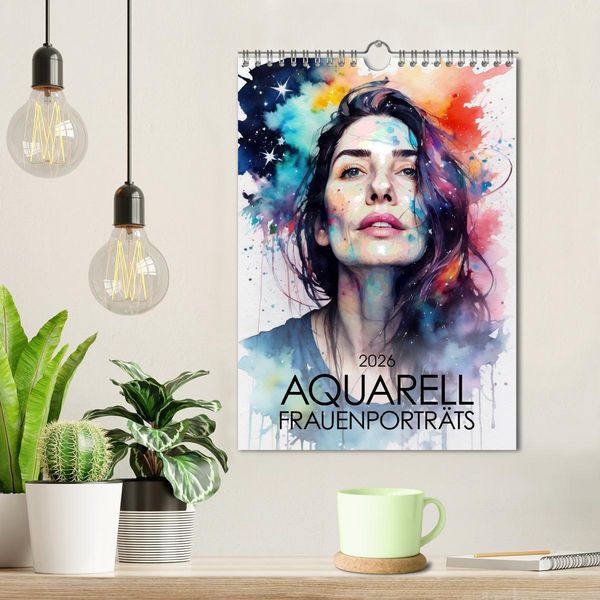 Produktbild: Aquarell-Frauenportr&auml;ts (Wandkalender 2026 DIN A4 hoch), CALVENDO Monatskalender