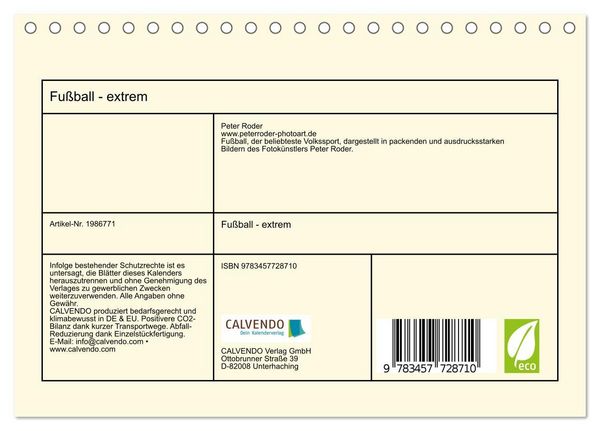 Produktbild: Fu&szlig;ball - extrem (Tischkalender 2026 DIN A5 quer), CALVENDO Monatskalender
