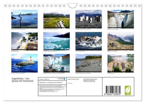 Produktbild: Argentinien - Von Iguazu bis Feuerland (Wandkalender 2026 DIN A4 quer), CALVENDO Monatskalender
