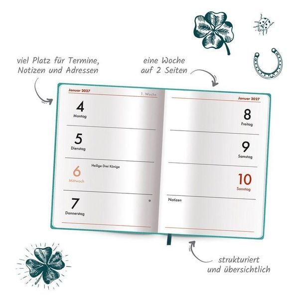 Produktbild: TR&Ouml;TSCH - Taschenkalender A7 Soft Touch Gl&uuml;ck 2027