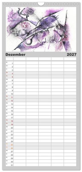 Produktbild: Familienplaner 2027 - Abstrakte Aquarelle mit 5 Spalten (Wandkalender, 21 x 45 cm) CALVENDO