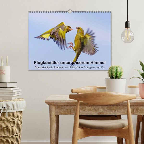 Produktbild: Flugk&uuml;nstler unter unserem Himmel - Spektakul&auml;re Aufnahmen von Uhu,Kr&auml;he,Graugans und Co (Wandkalender 2026 DIN A3 quer), CALVENDO Monatskalender