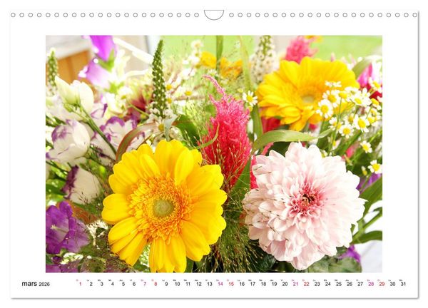 Produktbild: Fleurs - un m&eacute;lange color&eacute; (Calendrier mural 2026 DIN A3 vertical), CALVENDO calendrier mensuel