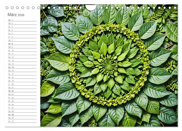 Produktbild: Natural Mandalas - Kraftvolle KI Mandalas aus Naturmaterialien (Wandkalender 2026 DIN A4 quer), CALVENDO Monatskalender