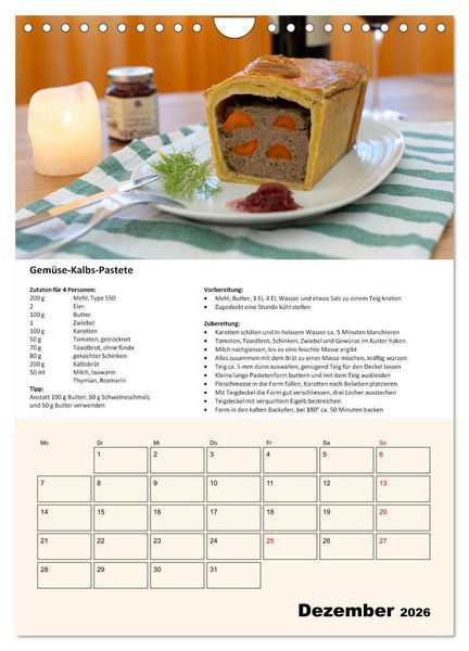 Produktbild: Der tolle Rezeptkalender (Wandkalender 2026 DIN A4 hoch), CALVENDO Monatskalender