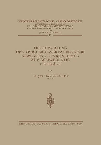 Produktbild: Die Einwirkung des Vergleichsverfahrens zur Abwendung des Konkurses auf Schwebende Vertr&auml;ge