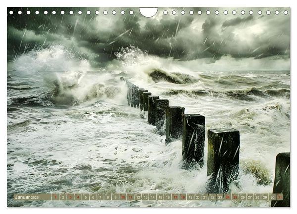Produktbild: Sturmwarnung an der K&uuml;ste (Wandkalender 2026 DIN A4 quer), CALVENDO Monatskalender
