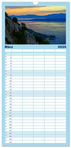 Produktbild: Familienplaner 2026 - Makarska Riviera - Malerische Urlaubsorte in Dalmatien mit 5 Spalten (Wandkalender, 21 x 45 cm) CALVENDO