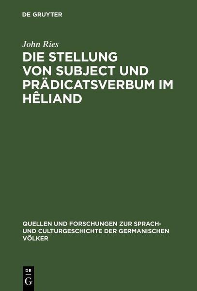 Produktbild: Die Stellung von Subject und Pr&auml;dicatsverbum im H&ecirc;liand