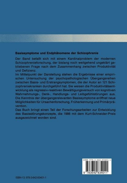 Produktbild: Basissymptome und Endph&auml;nomene der Schizophrenie