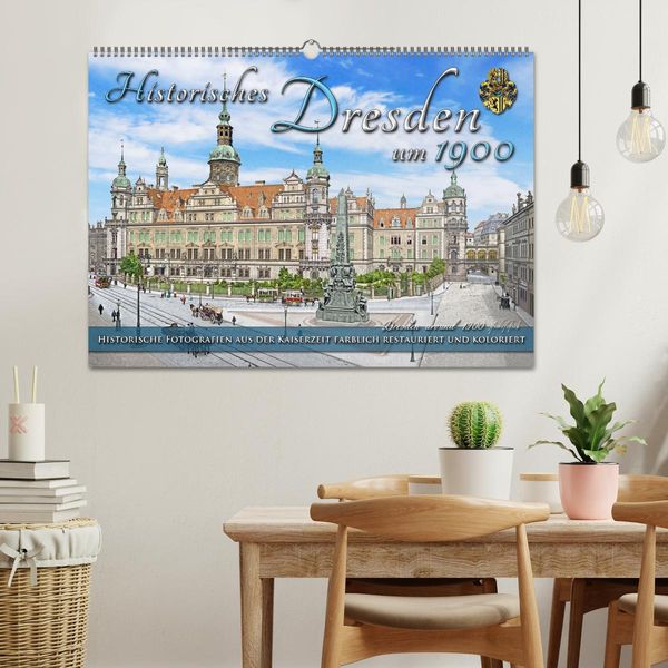 Produktbild: Historisches Dresden um 1900 - Fotos restauriert und koloriert (Wandkalender 2026 DIN A2 quer), CALVENDO Monatskalender