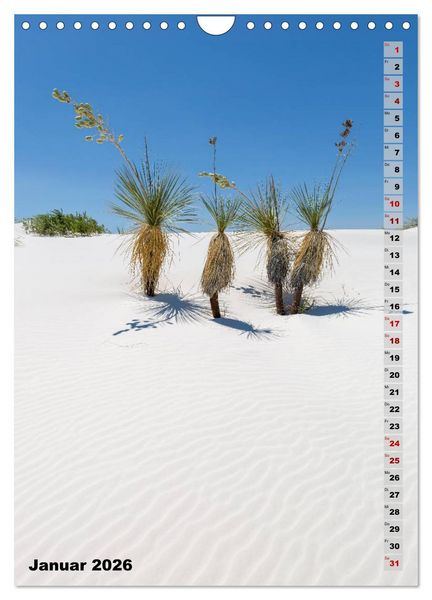 Produktbild: WHITE SANDS NATIONAL MONUMENT W&uuml;stenimpressionen (Wandkalender 2026 DIN A4 hoch), CALVENDO Monatskalender