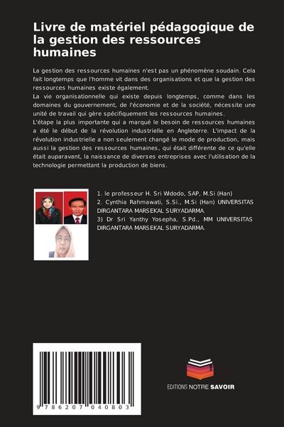 Produktbild: Livre de mat&eacute;riel p&eacute;dagogique de la gestion des ressources humaines