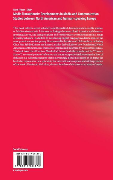 Produktbild: Media Transatlantic: Developments in Media and Communication Studies between North American and German-speaking Europe