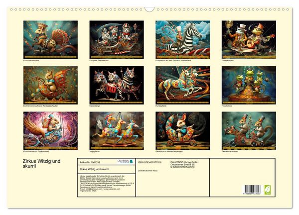 Produktbild: Zirkus Witzig und skurril (Wandkalender 2026 DIN A2 quer), CALVENDO Monatskalender