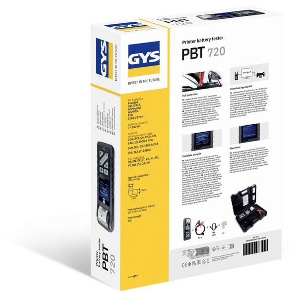 Produktbild: GYS BATTERIETESTER PBT720 - START/STOP Kfz-Batterietester 26cm x 10.5cm x 0.5mm