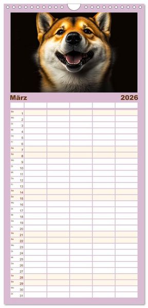 Produktbild: Familienplaner 2026 - Hunde Portr&auml;ts mit 5 Spalten (Wandkalender, 21 x 45 cm) CALVENDO