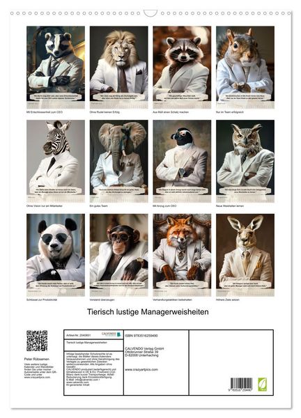Produktbild: Tierisch lustige Managerweisheiten (Wandkalender 2026 DIN A2 hoch), CALVENDO Monatskalender