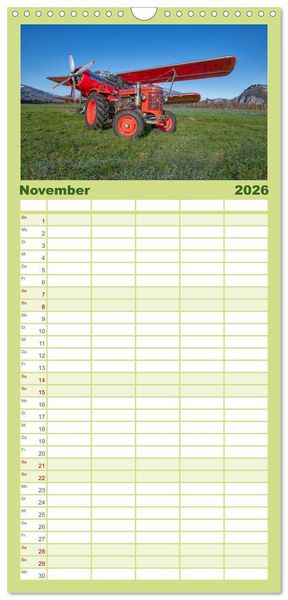 Produktbild: Familienplaner 2026 - Traktoren &ndash; Nostalgie auf dem Bauernhof mit 5 Spalten (Wandkalender, 21 x 45 cm) CALVENDO