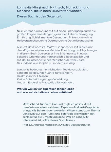 Produktbild: Spaziergang zur Unsterblichkeit &ndash; Mit kleinen Schritten l&auml;nger besser leben, Longevity Ratgeber f&uuml;r mehr Healthspan statt Lifespan, gesunde Gewohnheiten zu Bewegung, Ern&auml;hrung, Schlaf, Pr&auml;vention & mentale Gesundheitit