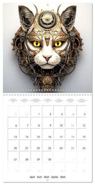Produktbild: F&eacute;lins Steampunk (Calendrier mural carr&eacute; 2026 30x30 cm) Calendrier double avec une page pour vos prises de notes