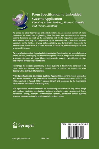 Produktbild: From Specification to Embedded Systems Application