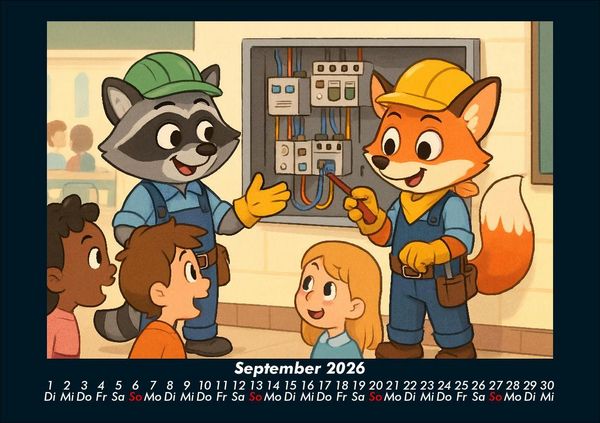 Produktbild: Rocco & Finn - Auf dem Weg zum Elektriker 2026 Fotokalender DIN A5