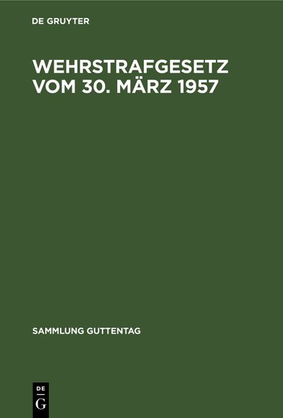 Produktbild: Wehrstrafgesetz vom 30. M&auml;rz 1957
