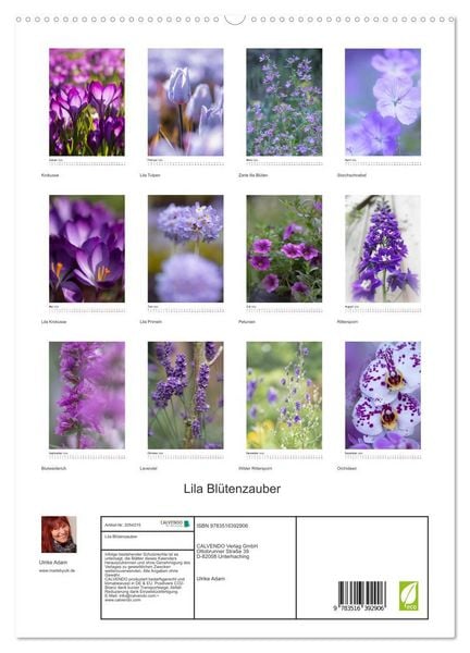 Produktbild: Lila Bl&uuml;tenzauber (hochwertiger Premium Wandkalender 2026 DIN A2 hoch), Kunstdruck in Hochglanz