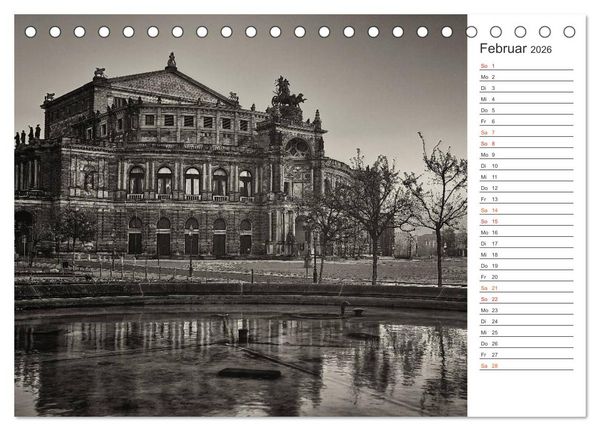 Produktbild: Dresden Schwarz-Wei&szlig; (Tischkalender 2026 DIN A5 quer), CALVENDO Monatskalender