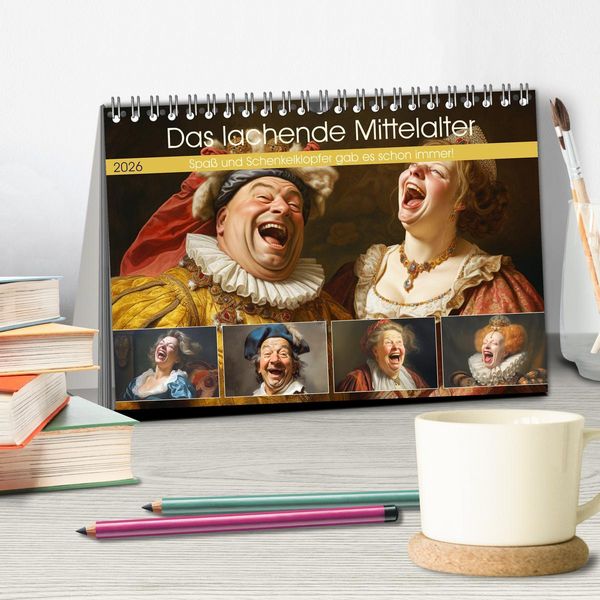 Produktbild: Das lachende Mittelalter. Spa&szlig; und Schenkelklopfer gab es schon immer! (Tischkalender 2026 DIN A5 quer), CALVENDO Monatskalender