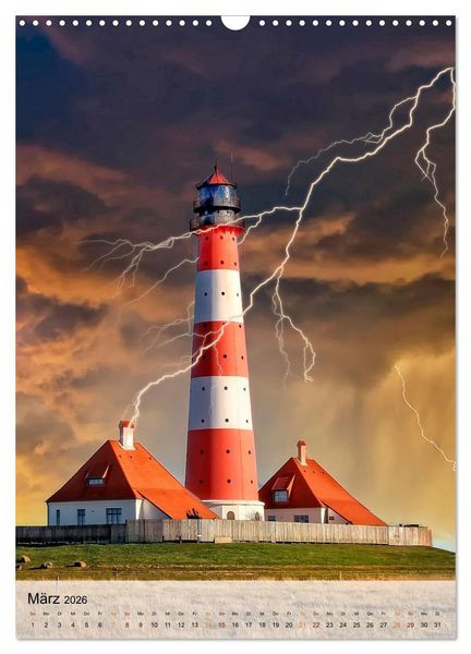 Produktbild: Leuchtt&uuml;rme im Gewitter (Wandkalender 2026 DIN A3 hoch), CALVENDO Monatskalender