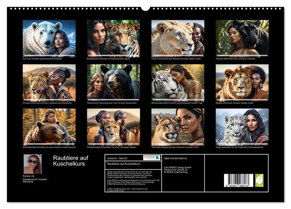 Produktbild: Raubtiere auf Kuschelkurs (hochwertiger Premium Wandkalender 2026 DIN A2 quer), Kunstdruck in Hochglanz