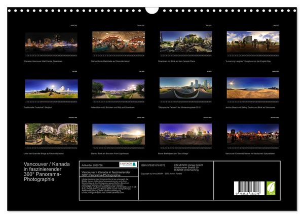 Produktbild: Vancouver / Kanada in faszinierender 360&deg; Panorama-Photographie (Wandkalender 2026 DIN A3 quer), CALVENDO Monatskalender