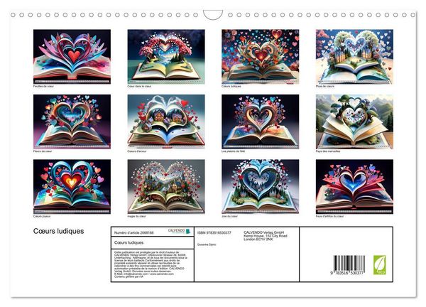 Produktbild: C&oelig;urs ludiques (Calendrier mural 2026 DIN A3 vertical), CALVENDO calendrier mensuel