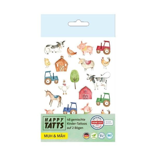 Produktbild: HAPPY TATTS, Kinder-Tattoos, 'Muh & M&auml;h' (48 Stk.)