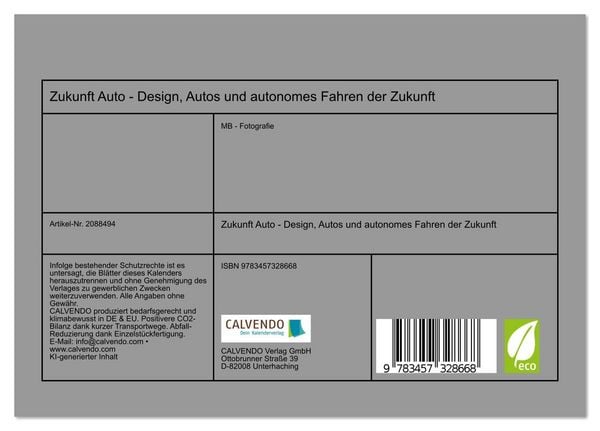 Produktbild: Zukunft Auto - Design, Autos und autonomes Fahren der Zukunft (Tischkalender 2026 DIN A5 quer), CALVENDO Monatskalender