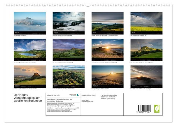 Produktbild: Der Hegau - Wanderparadies am westlichen Bodensee (hochwertiger Premium Wandkalender 2026 DIN A2 quer), Kunstdruck in Hochglanz