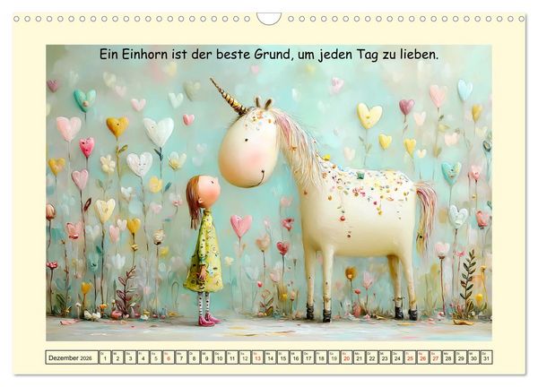 Produktbild: Einhornzauber. Liebliche Unicorn-Weisheiten (Wandkalender 2026 DIN A3 quer), CALVENDO Monatskalender