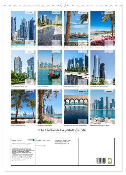 Produktbild: Doha Leuchtende Hauptstadt von Katar (Wandkalender 2026 DIN A2 hoch), CALVENDO Monatskalender