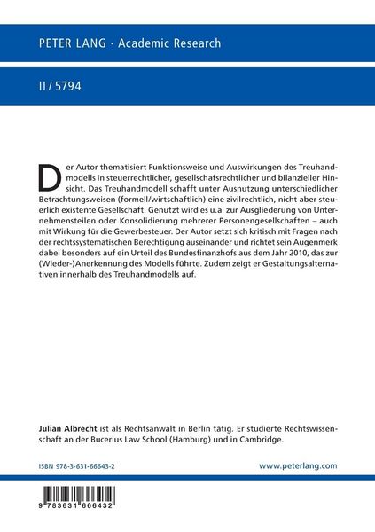 Produktbild: Die Ein-Unternehmer-Personengesellschaft im Treuhandmodell