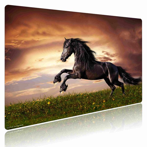 Produktbild: Cover-your-desk Schreibtischunterlage f&uuml;r Kinder und Erwachsene Schwarzes Pferd, aus hochwertigem Vinyl , 60 x 40 cm