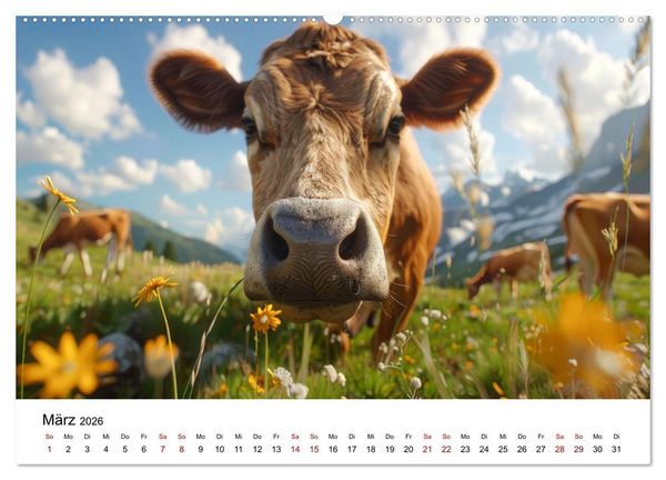Produktbild: Weidengl&uuml;ck: Ein Jahr unter K&uuml;hen (Wandkalender 2026 DIN A2 quer), CALVENDO Monatskalender