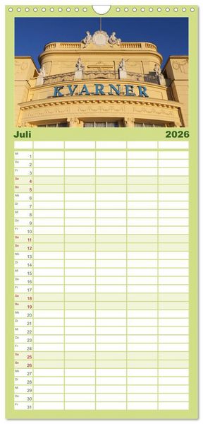 Produktbild: Familienplaner 2026 - Zauberhaftes Opatija mit 5 Spalten (Wandkalender, 21 x 45 cm) CALVENDO