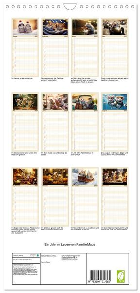 Produktbild: Familienplaner 2027 - Ein Jahr im Leben von Familie Maus mit 5 Spalten (Wandkalender, 21 x 45 cm) CALVENDO