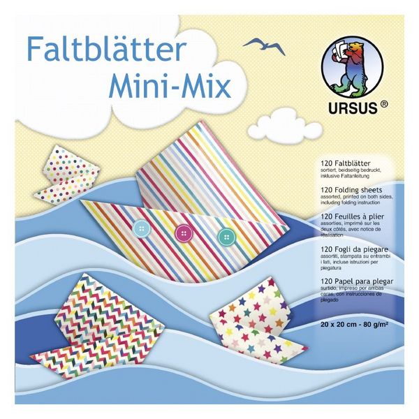 Produktbild: URSUS Falten Faltbl&auml;tter Mini Mix (80 g/m&sup2;, 20 x 20 cm), sortiert