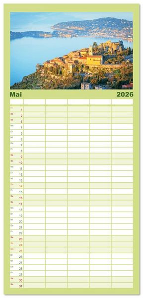 Produktbild: Familienplaner 2026 - Lebendige Cote d'Azur: Die azurblaue K&uuml;ste mit 5 Spalten (Wandkalender, 21 x 45 cm) CALVENDO